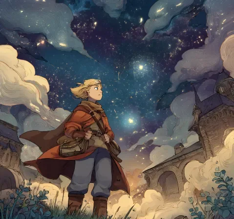 星轨回响漫画封面，一艘飞船行驶在星云之间